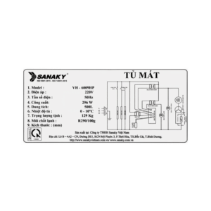 Bảng thông số Tủ mát Sanaky 500 lít VH-6009HP