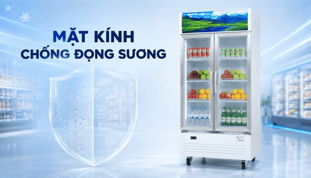 Kính Low-E tủ mát Sanaky 500 lít VH-6009HP không đọng sương