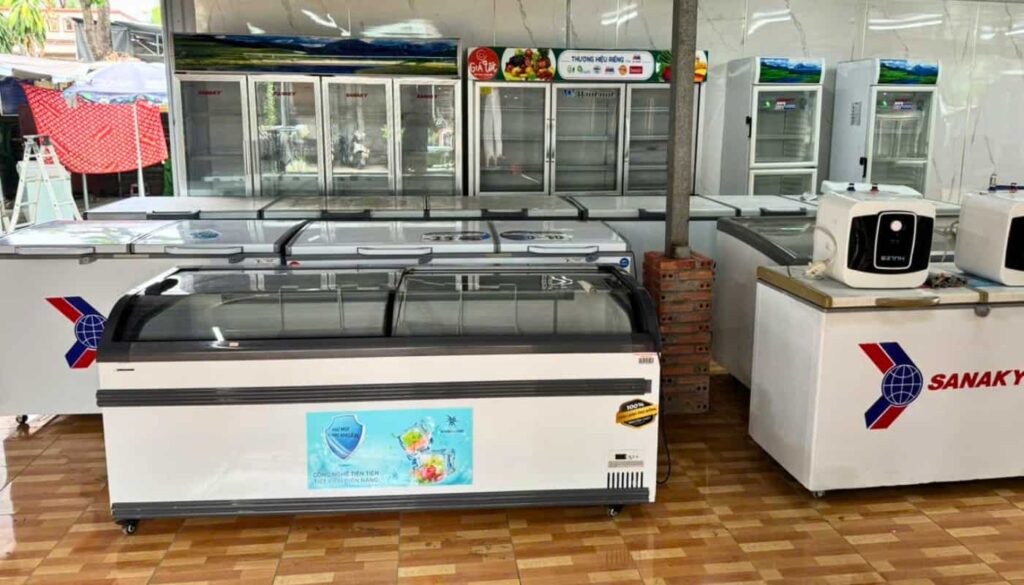 Tủ đông cũ Bình Dương. Tủ Sanaky, Alaska dòng nằm tại kho Điện Máy Gia Hiên