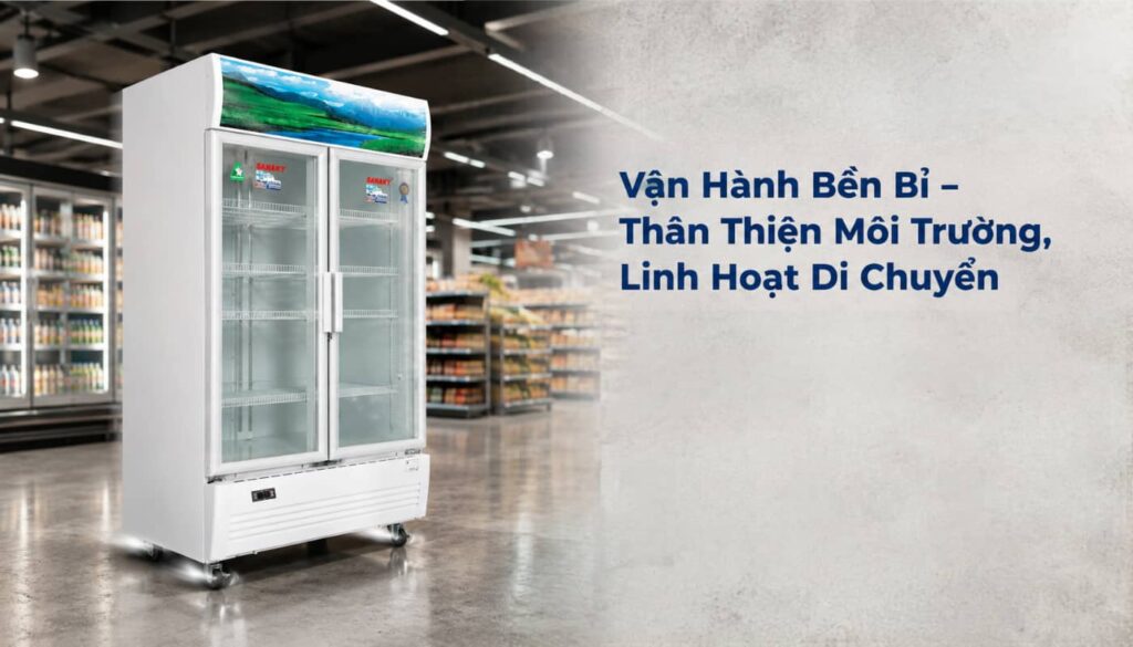 Tủ mát Sanaky VH-1209HP 1100 lít gas R134a thân thiện môi trường bánh xe di chuyển linh hoạt