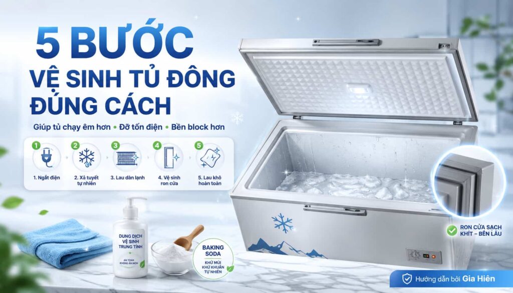 Cách vệ sinh tủ đông đúng cách: 5 bước giúp tủ bền và đỡ tốn điện