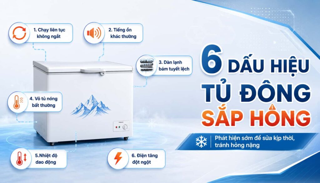 6 dấu hiệu tủ đông sắp hỏng cần sửa ngay trước khi quá muộn